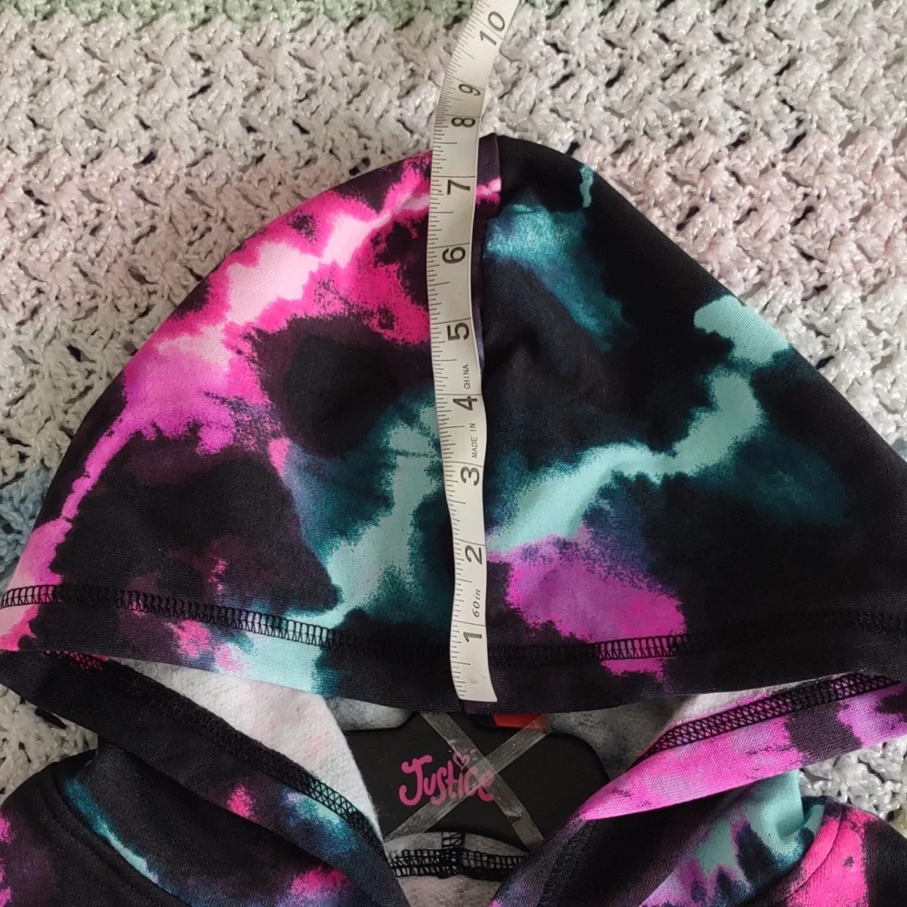 NWT Justice M(10) Tie Dye Cropped Hoodie